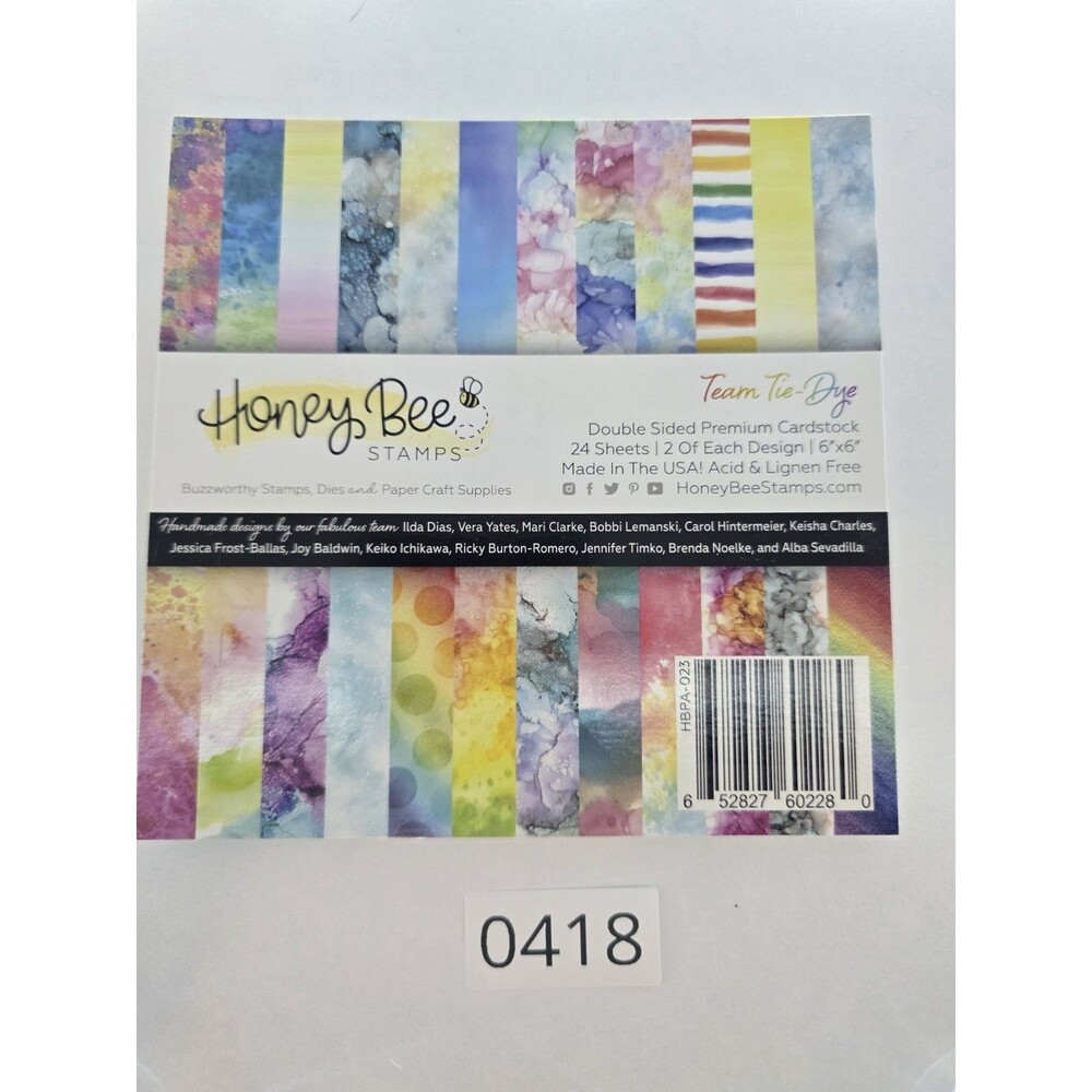 Honey Bee Stamps Team Tie-Dye 6x6 Paper Pad 24 Sheets Double Sided NEW
